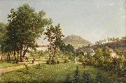 Ernst Gustav Doerell A View of the Doubravka from the Teplice Chateau Park oil painting reproduction